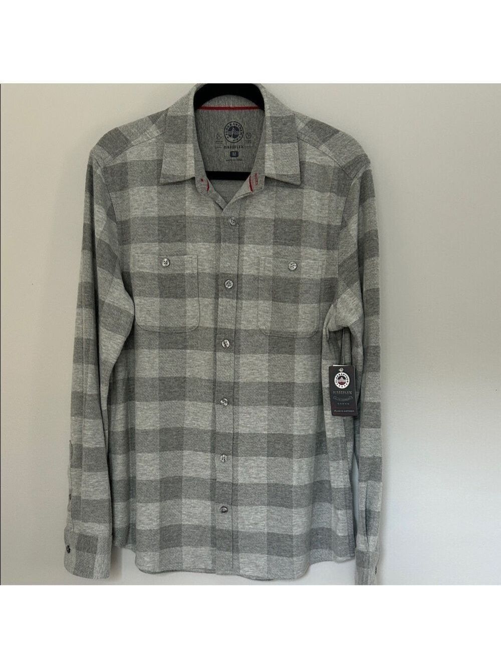NWT Flag & Anthem Men’s Hillpoint Hero Gray Flannel  Plaid Button-Up Shirt